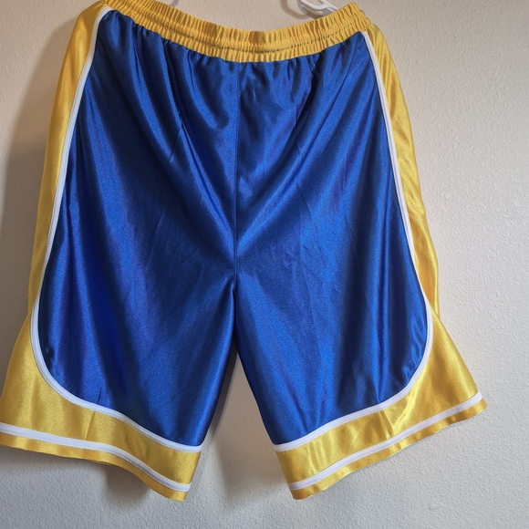 Men's  Vintage Style Blue and Yellow Athletic Shorts - Picture 5 of 5